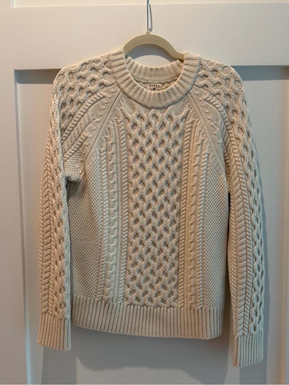 Marea Cable Knit Crewneck Sweater - Cream, size small